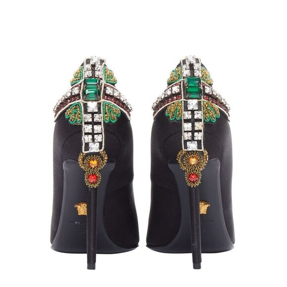 Versace satin byzantine cross encrusted heels - Picture 5 of 6